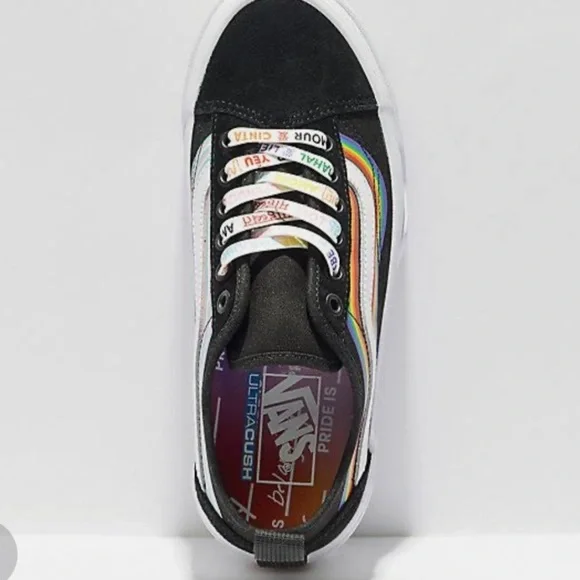 NIB Vans Old Skool Sentry Pride Black & White Platform Shoes Sneakers - Picture 3 of 10